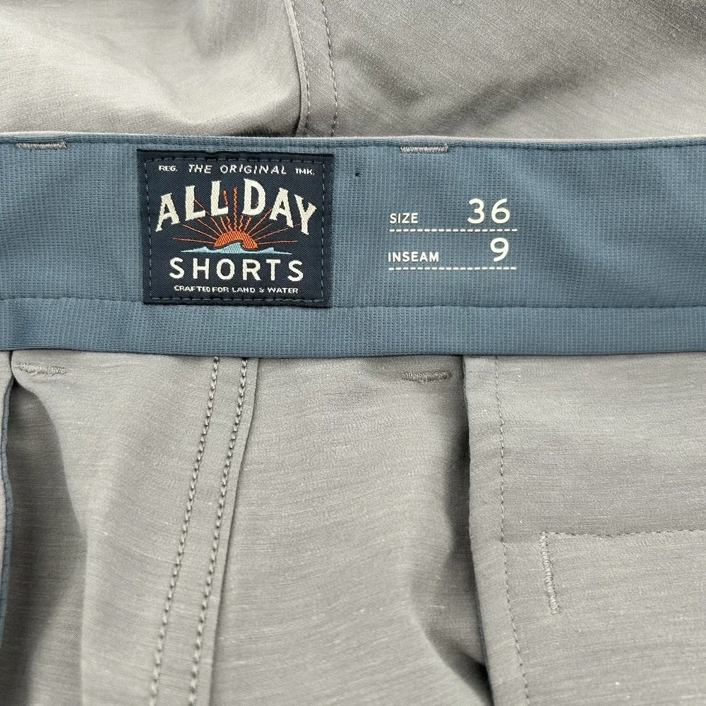 Faherty All Day Shorts Mens 36 OR 38 Gray Stretch Drawstring Hybrid Coastal